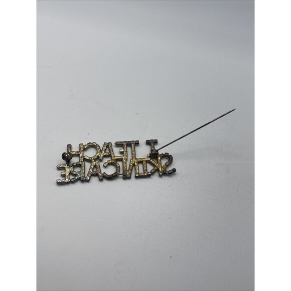 I TEACH SKINCARE Rhinestone Bling Pin Brooch New Unique 2 1/2” - Picture 4 of 4